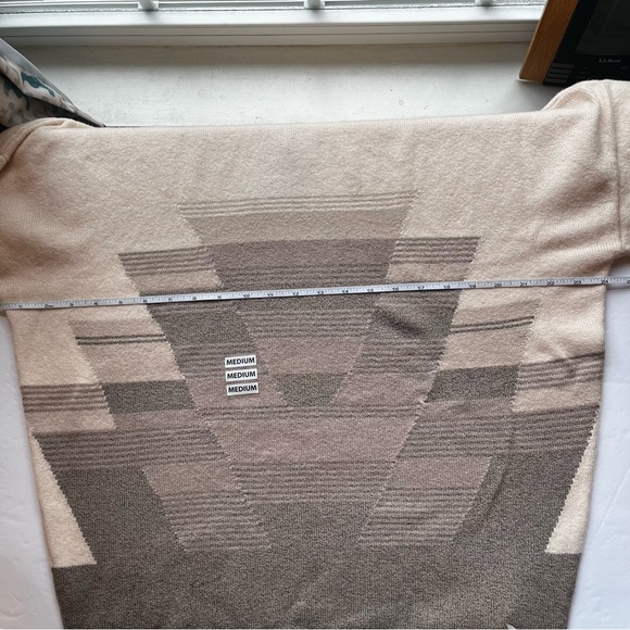 NWT PRANA Cream Brown Cowl Neck Frosted Pine Sweater Geometric Pattern Size M - Picture 9 of 12